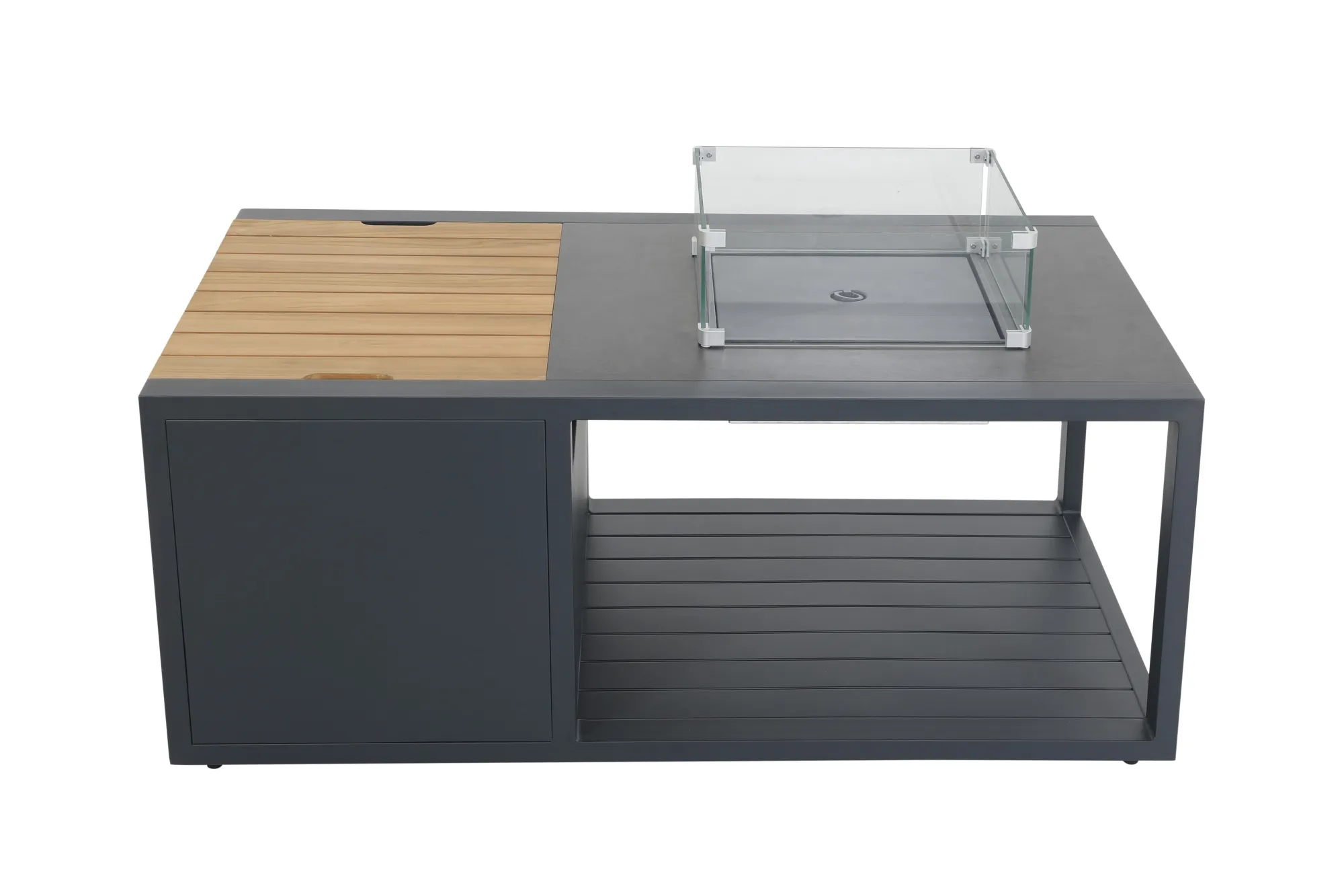 картинка Стол каминный антрацит/натуральный, алюминий/спеченный камень/тик Оребро