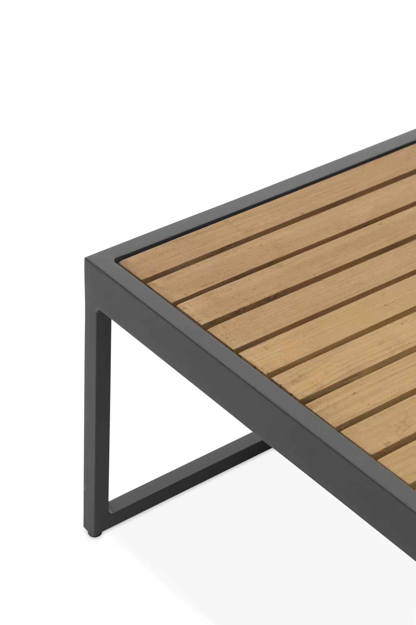 картинка Стол кофейный антрацит/натуральный, алюминий/тик Амаль