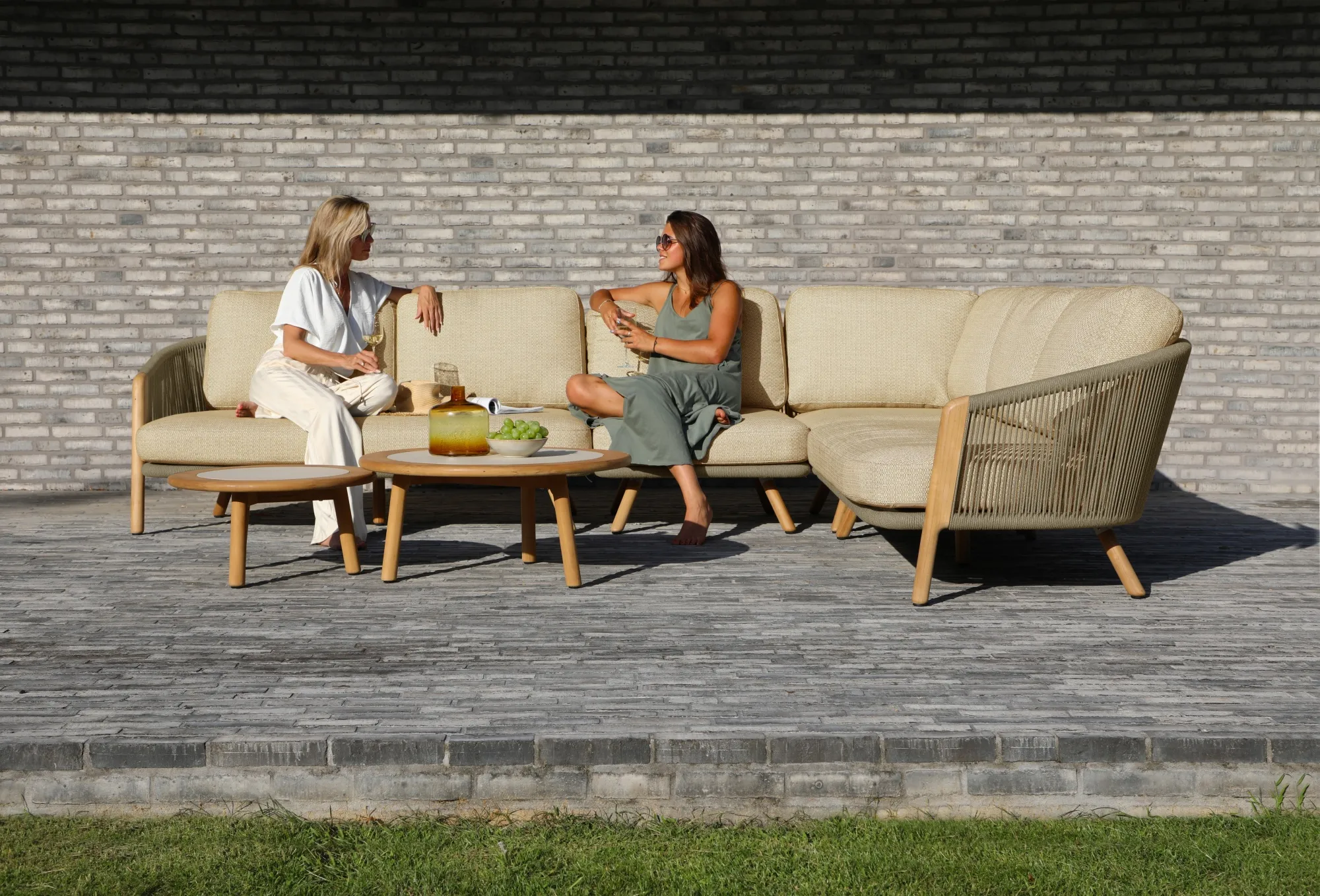 картинка Комплект лаунж мебели бежевый/светло-коричневый, тик/алюминий/веревка Авеста №2