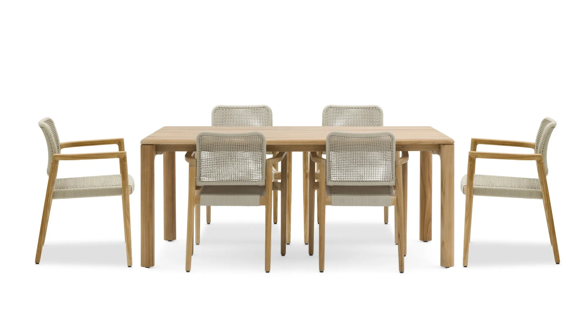 картинка Комплект обеденной мебели натуральный/бежевый, тик/алюминий/веревка Коста №1