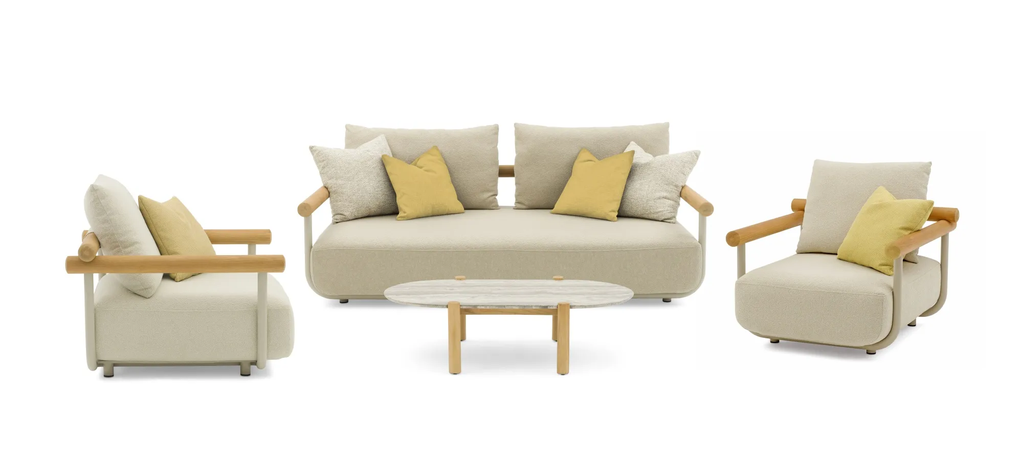 картинка Комплект лаунж мебели бежевый, алюминий/тик Абиску