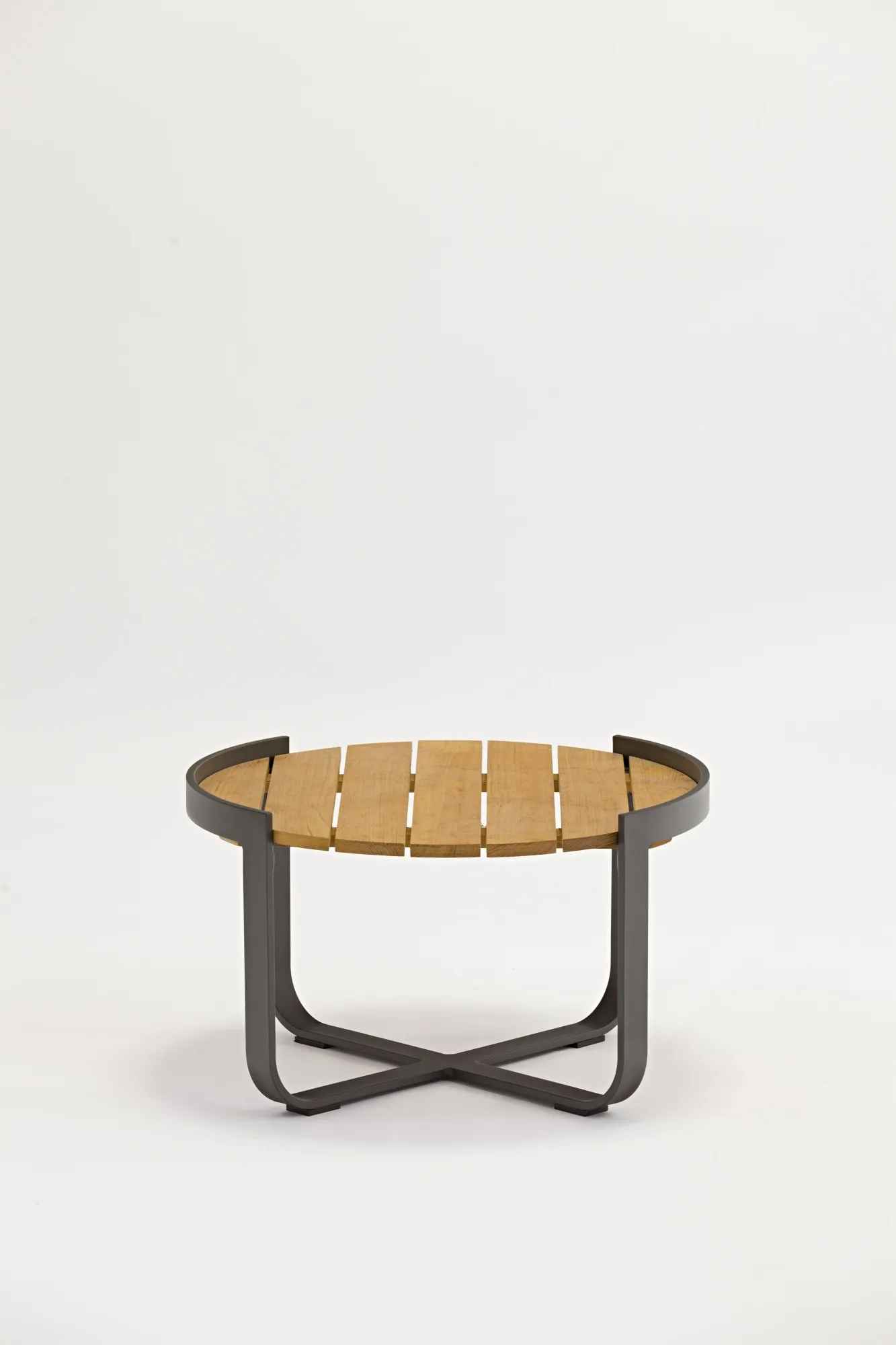 картинка Стол кофейный антрацит/натуральный, алюминий/тик Боден