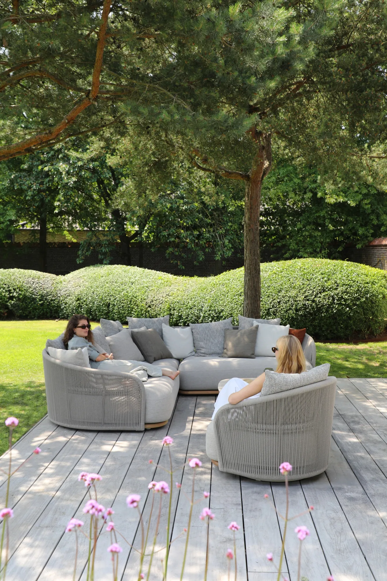 картинка Комплект лаунж мебели бежевый, тик/алюминий/веревка Мора