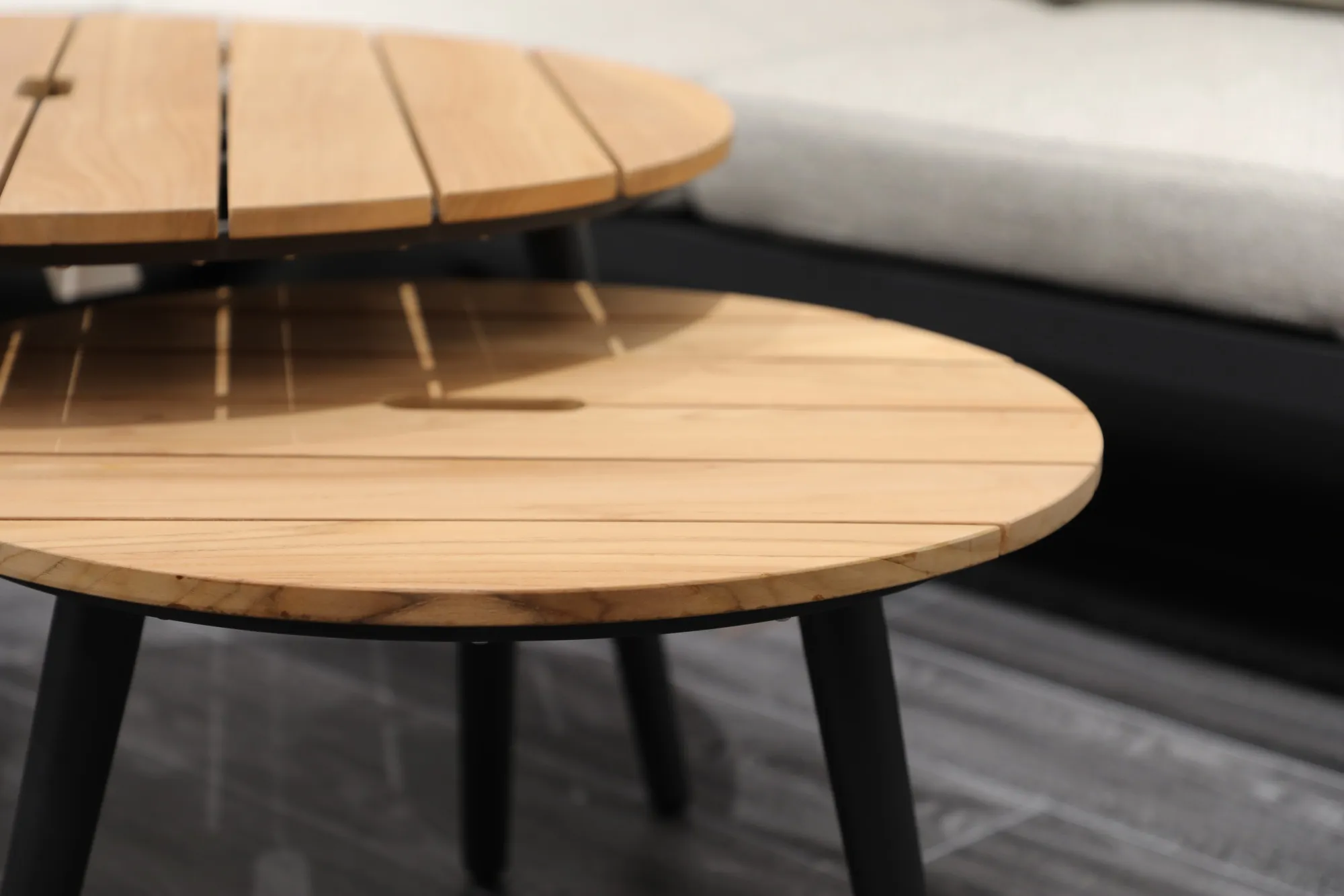 картинка Стол кофейный антрацит/натуральный, алюминий/тик Марин №2