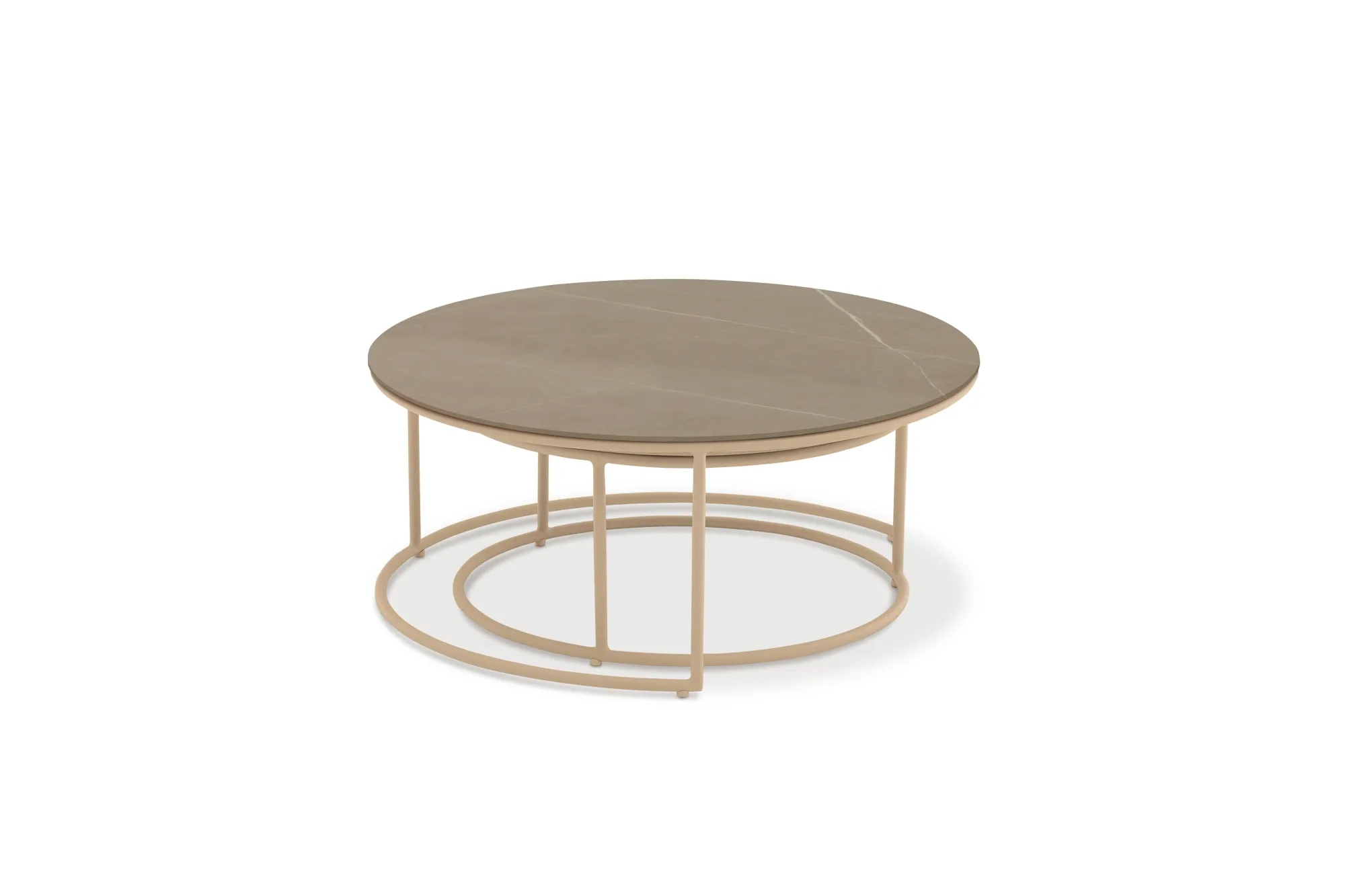 картинка Стол кофейный бежевый/коричневый, алюминий/закаленное стекло с керамической печатью Флен