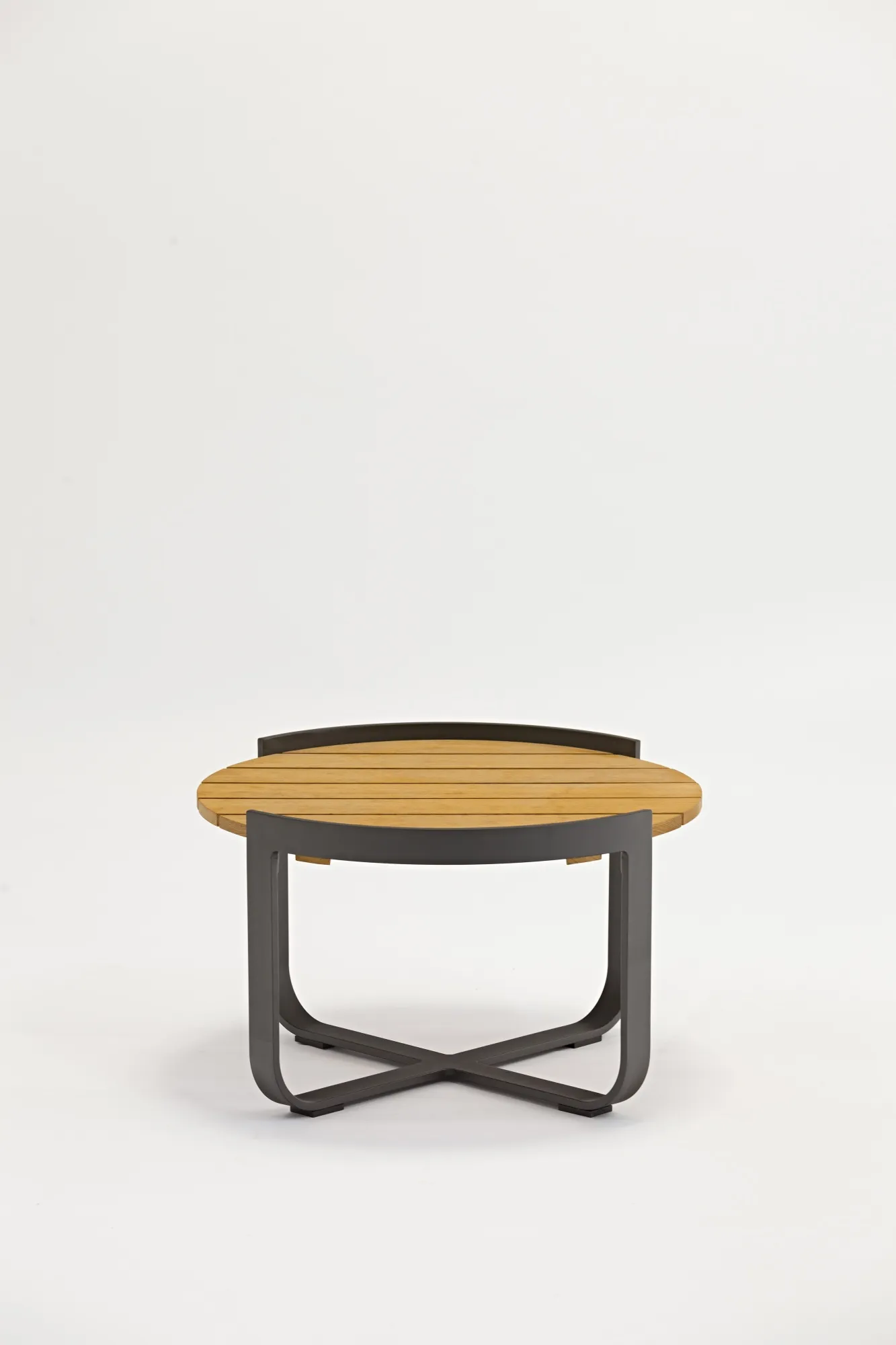 картинка Стол кофейный антрацит/натуральный, алюминий/тик Боден