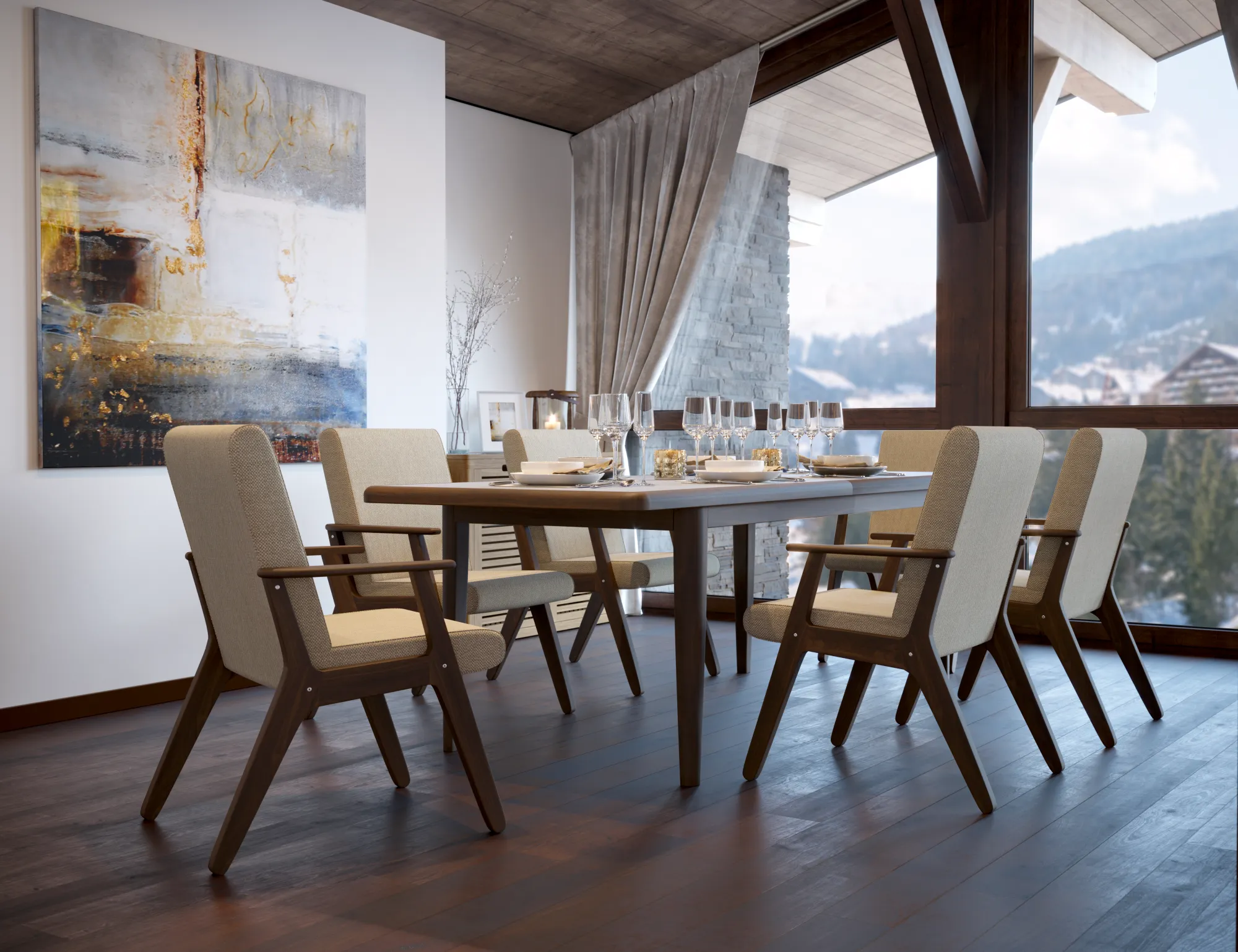 картинка Стол обеденный раздвижной (С) на 6-8 персон СИГУЛ