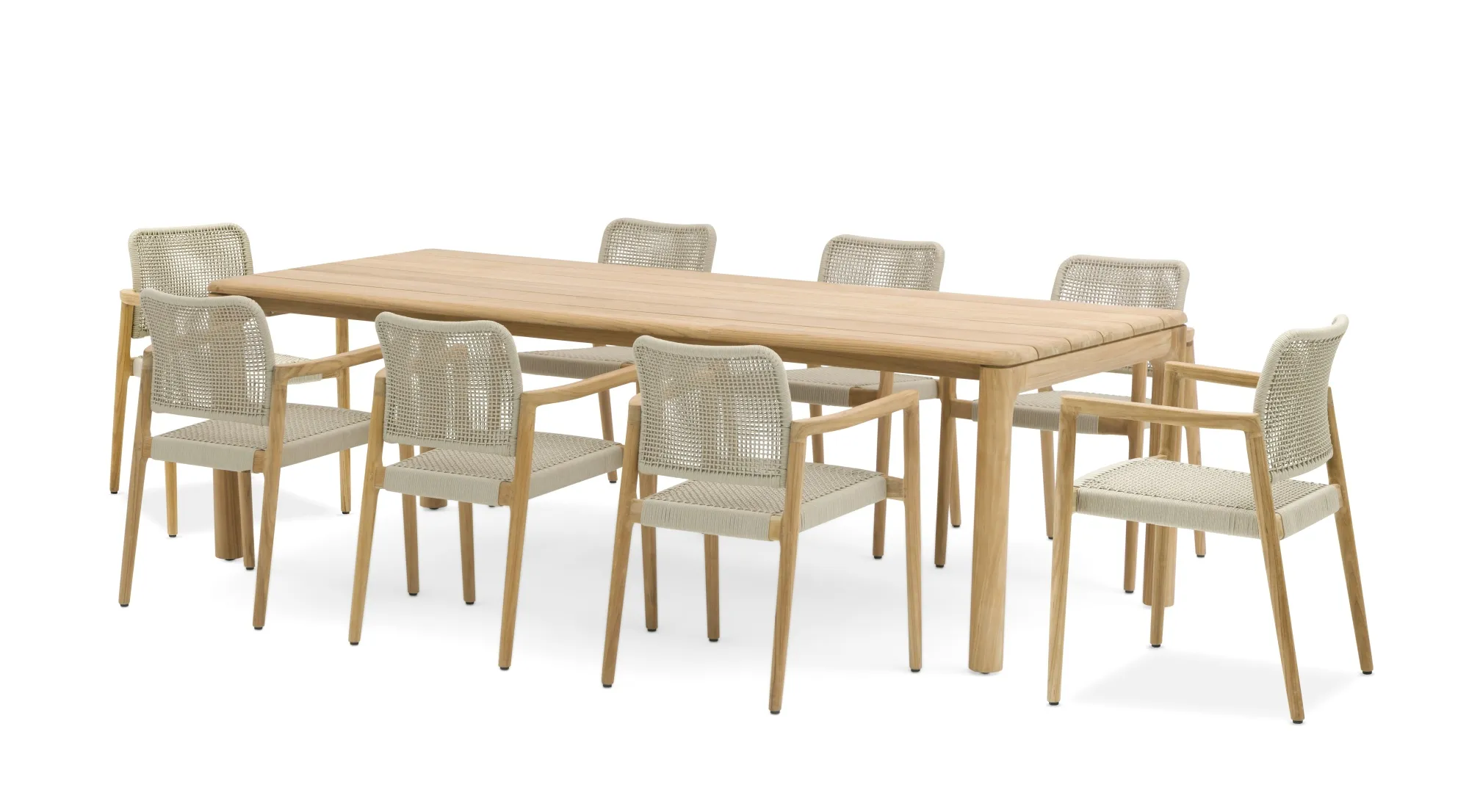 картинка Комплект обеденной мебели натуральный/бежевый, тик/алюминий/веревка Коста №2