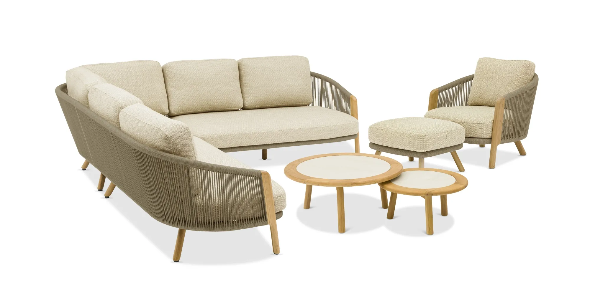 картинка Комплект лаунж мебели бежевый/светло-коричневый, тик/алюминий/веревка Авеста №2