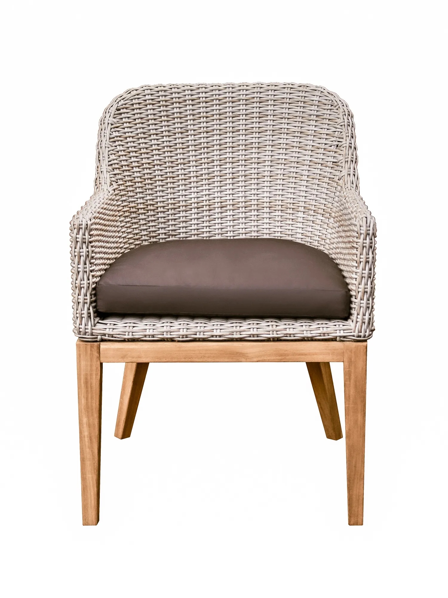 картинка Стул бежевый, искусственный ротанг/тик Онтарио