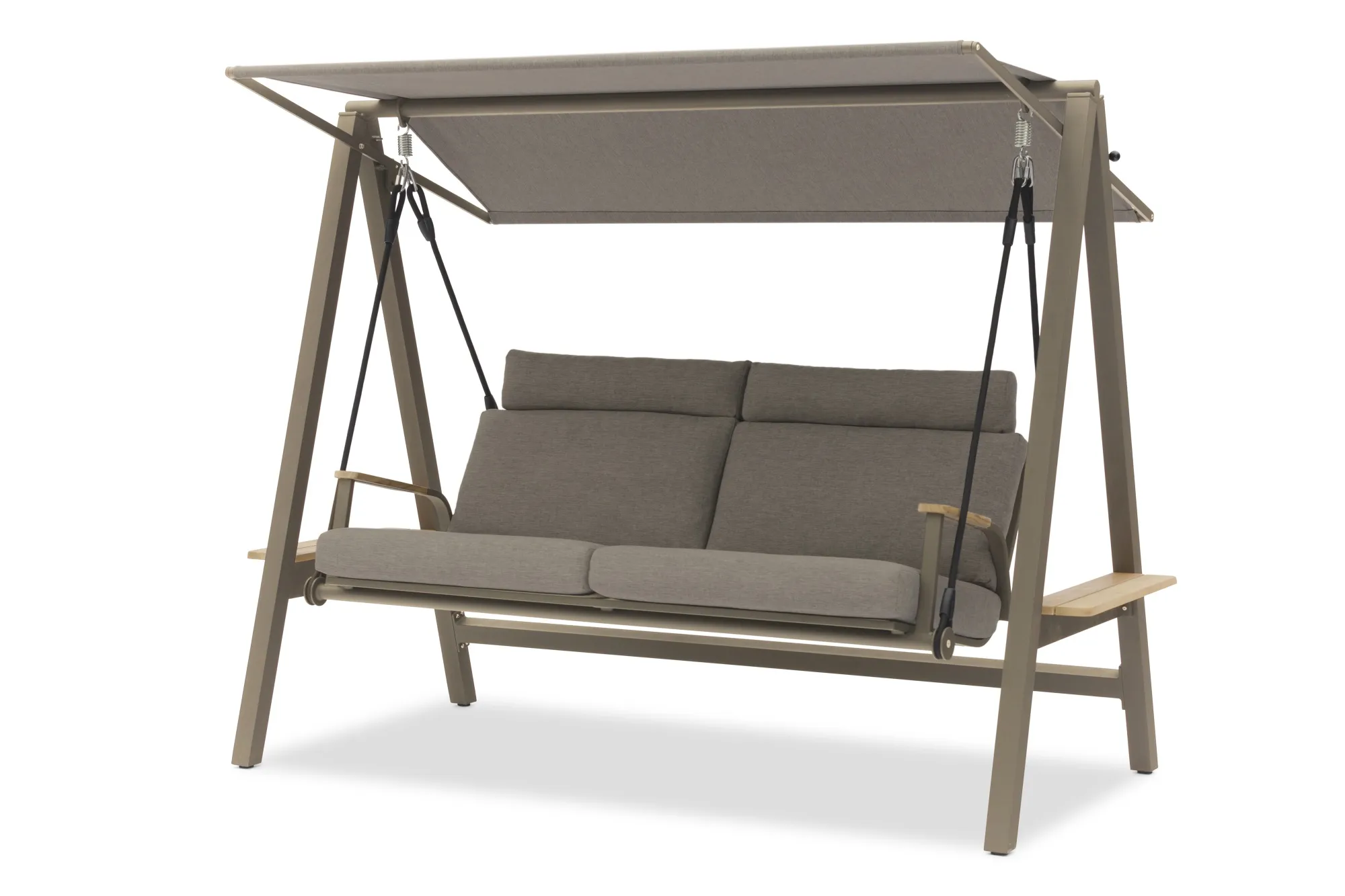 картинка Качели коричневый/коричневый, алюминий/тик Мальмо