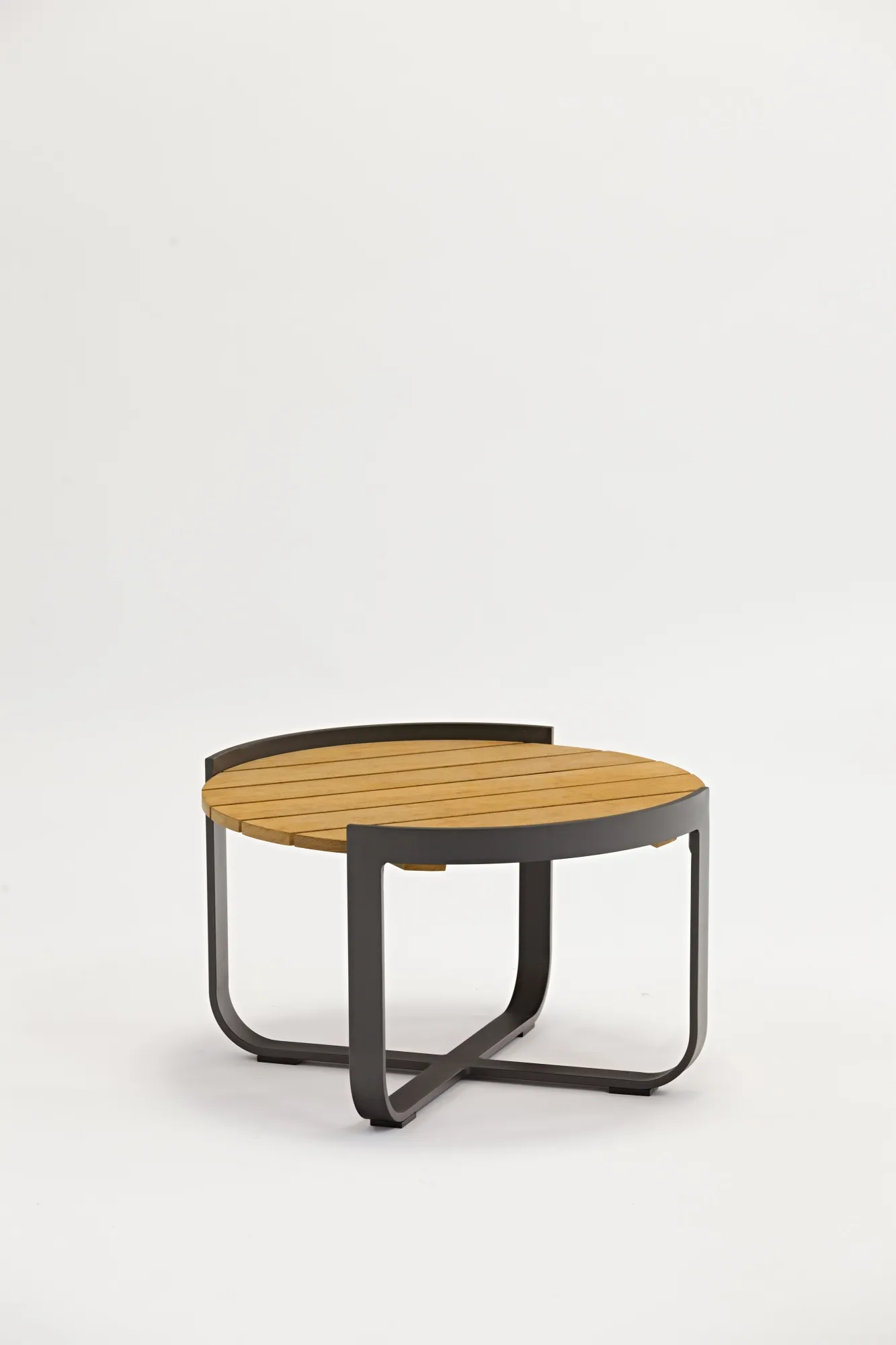 картинка Стол кофейный антрацит/натуральный, алюминий/тик Боден