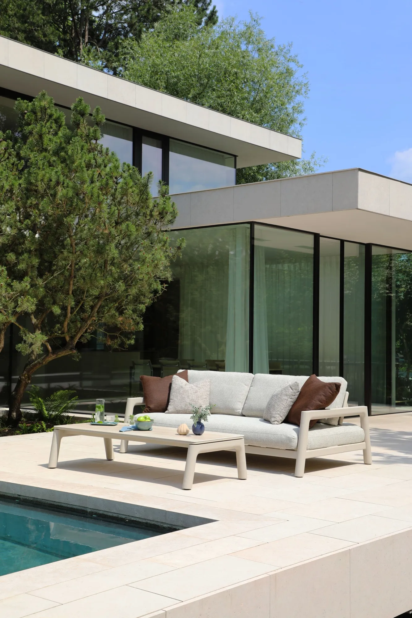 картинка Комплект лаунж мебели бежевый/бежевый, алюминий/стеклокерамика Коста №2