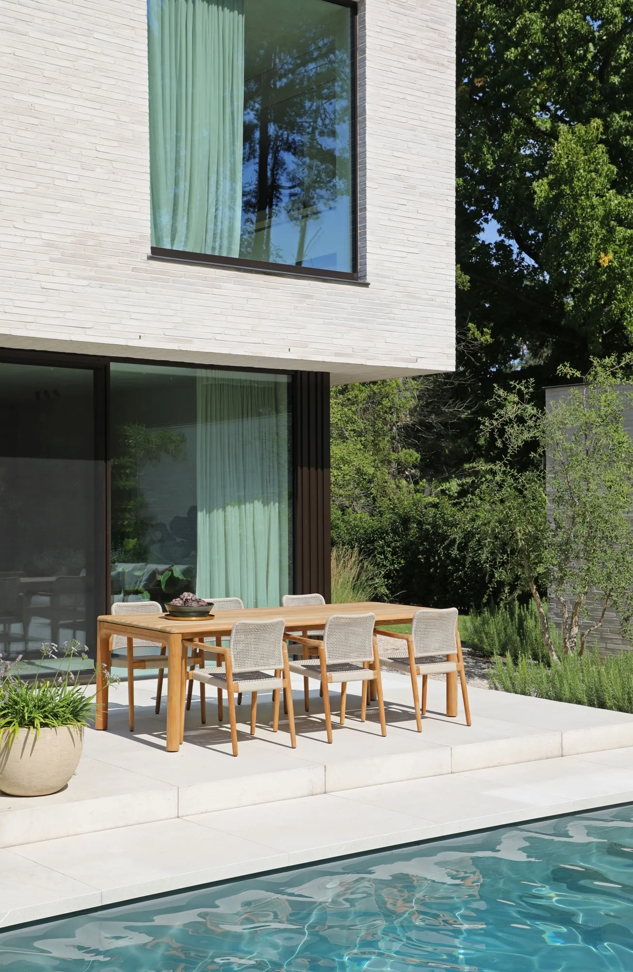 картинка Комплект обеденной мебели натуральный/бежевый, тик/алюминий/веревка Коста №2