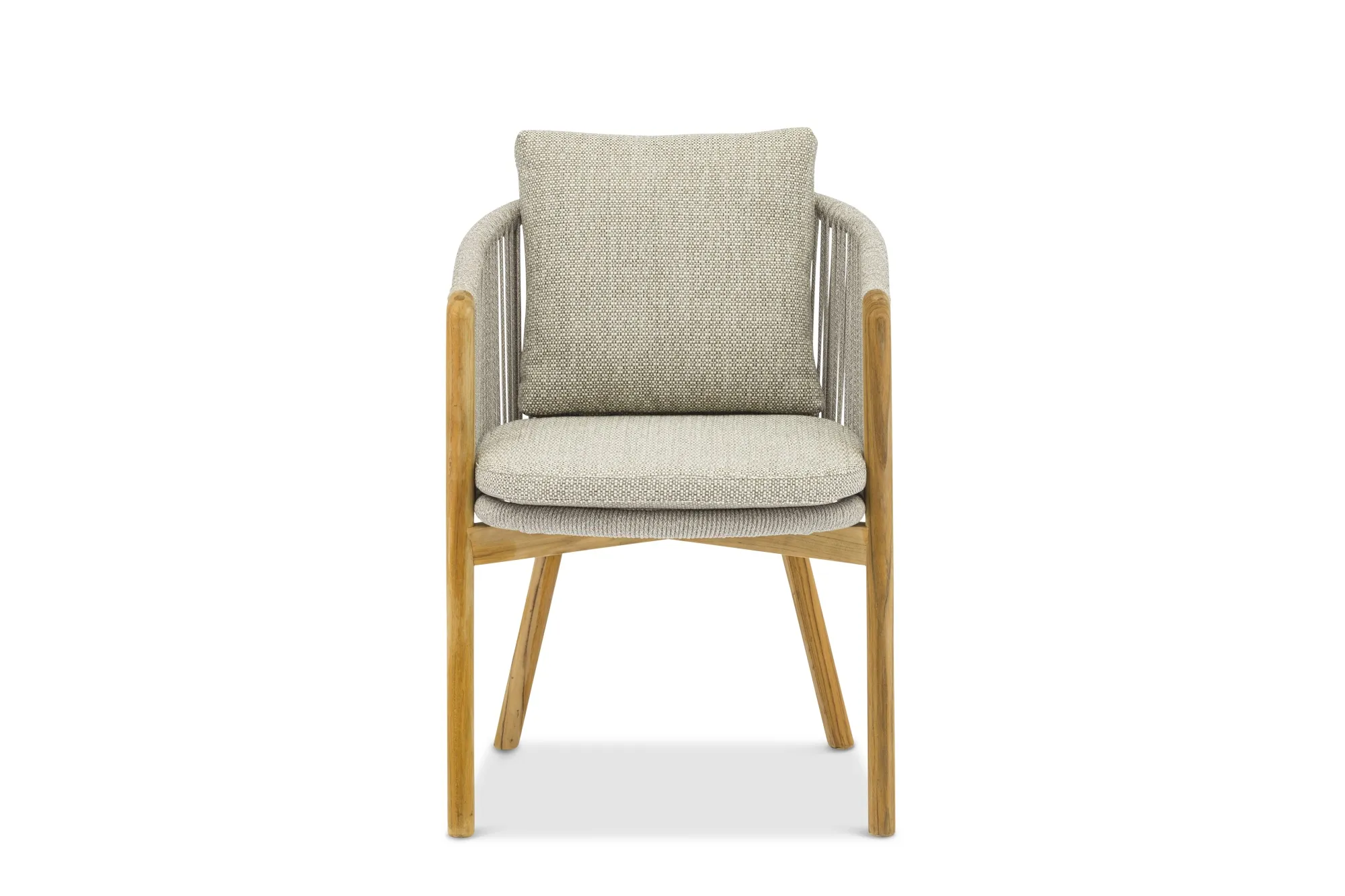 картинка Кресло обеденное натуральный/серый, тик/алюминий/веревка Авеста