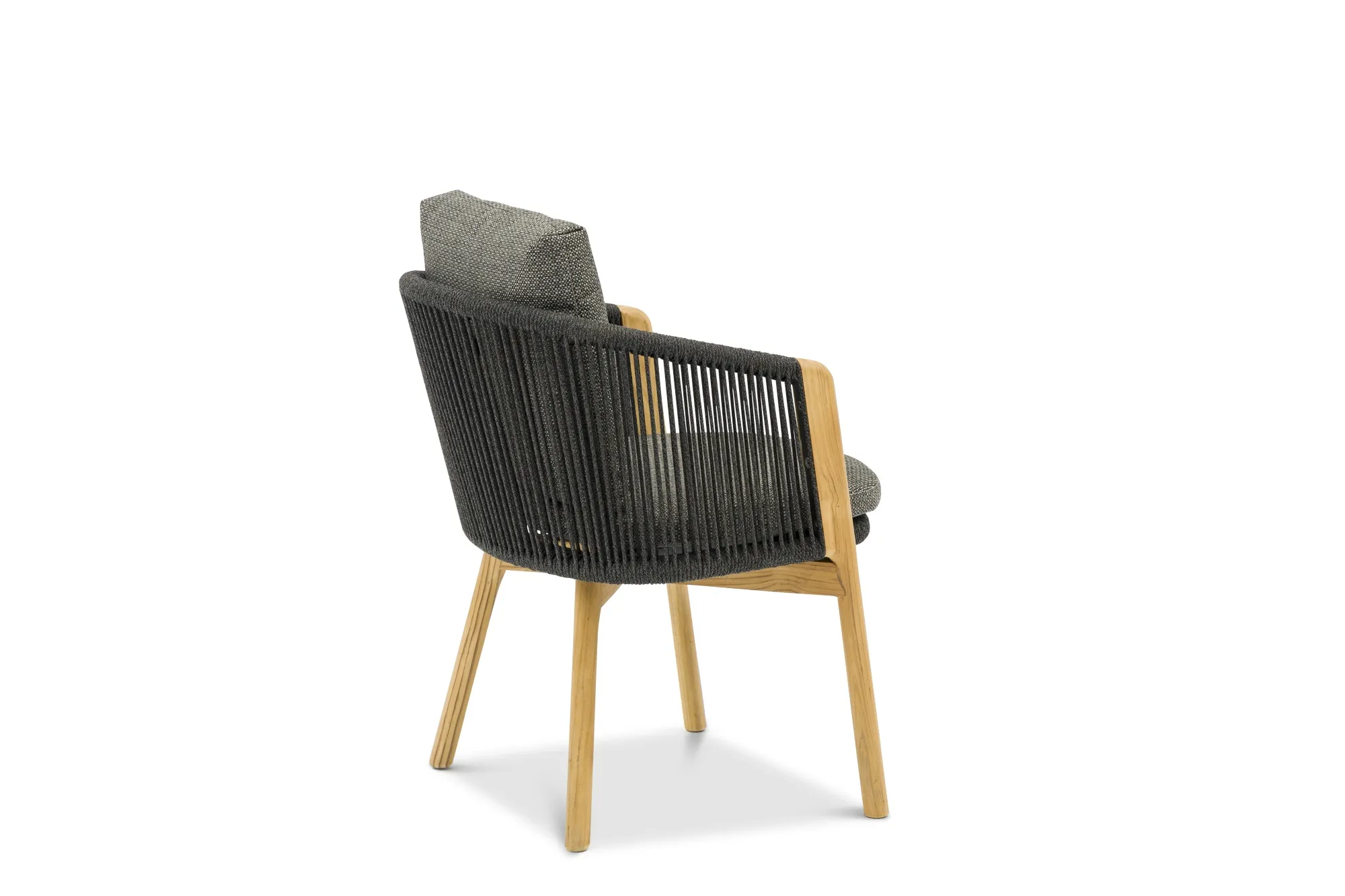 картинка Кресло обеденное черный/натуральный, тик/алюминий/веревка Авеста