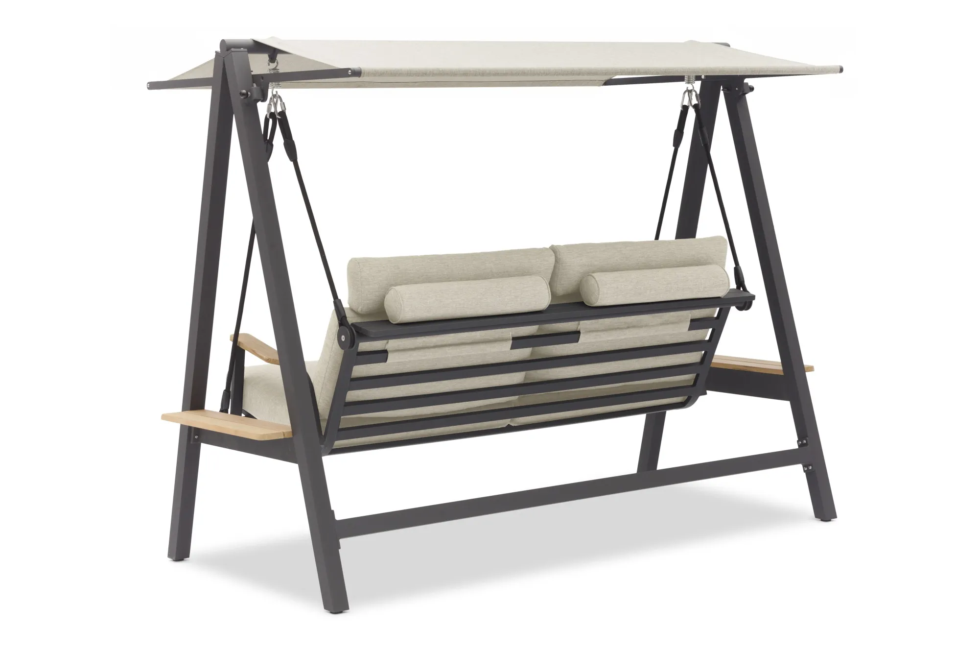 картинка Качели антрацит/светло-серый, алюминий/тик Мальмо