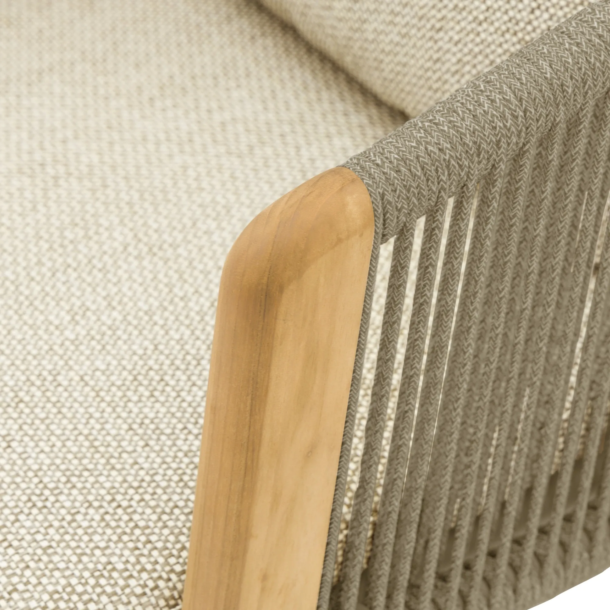 картинка Кресло обеденное бежевый/светло-коричневый, тик/алюминий/веревка Авеста