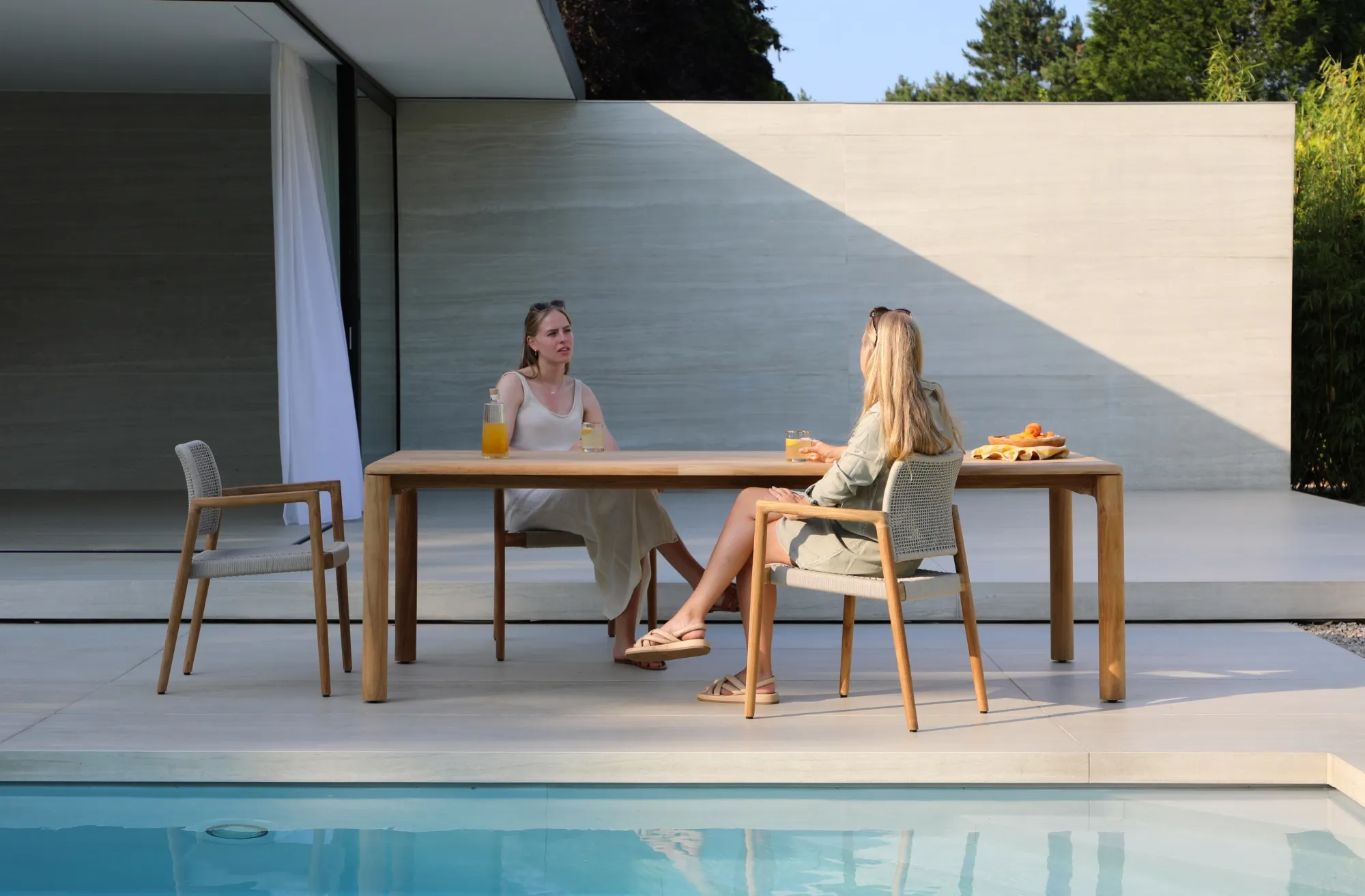 картинка Комплект обеденной мебели натуральный/бежевый, тик/алюминий/веревка Коста №1