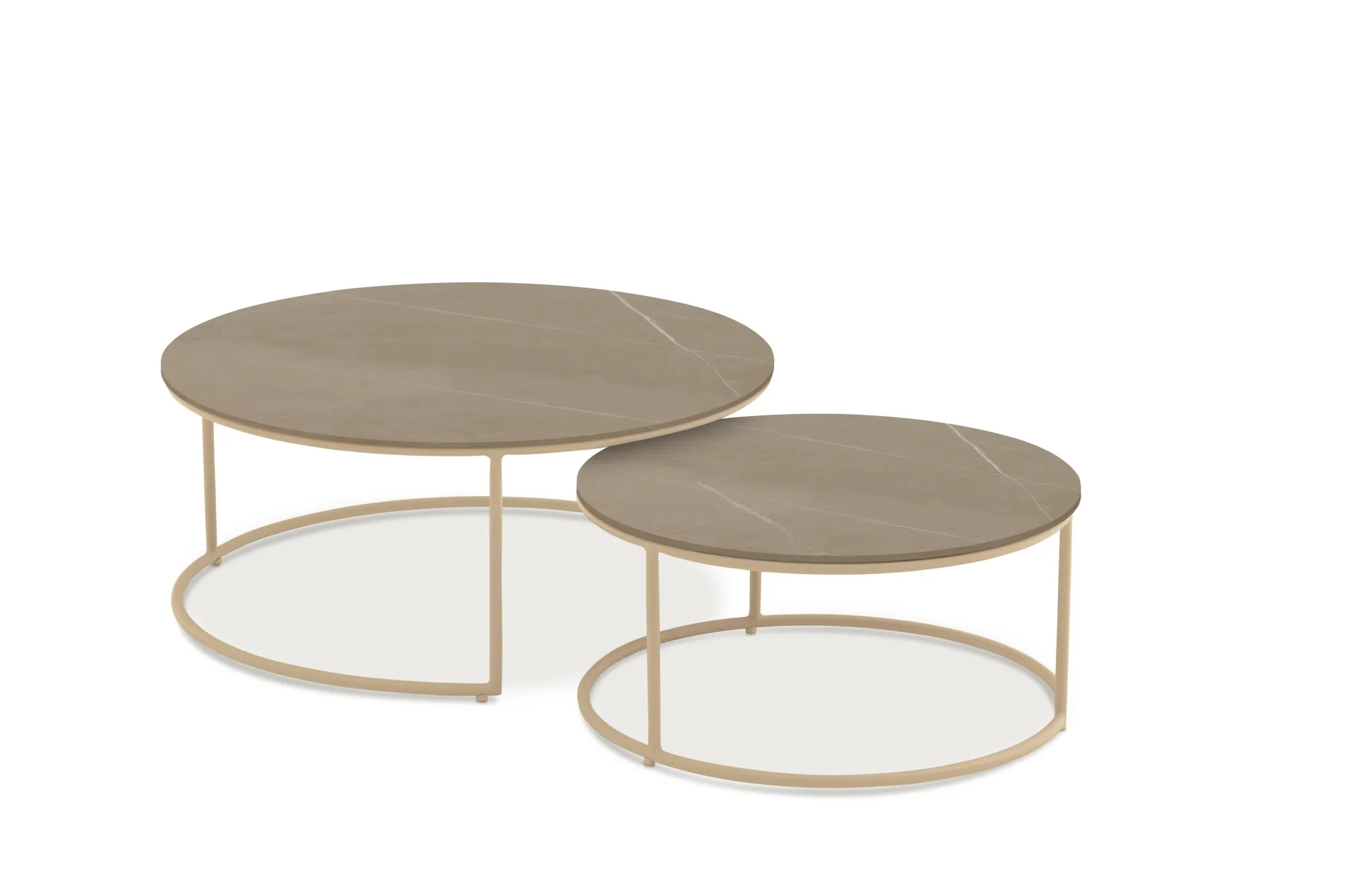 картинка Стол кофейный бежевый/коричневый, алюминий/закаленное стекло с керамической печатью Флен