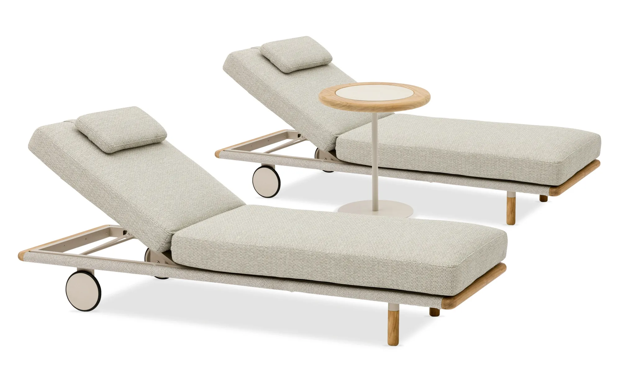 картинка Комплект лежаков серый, тик/алюминий/веревка Авеста