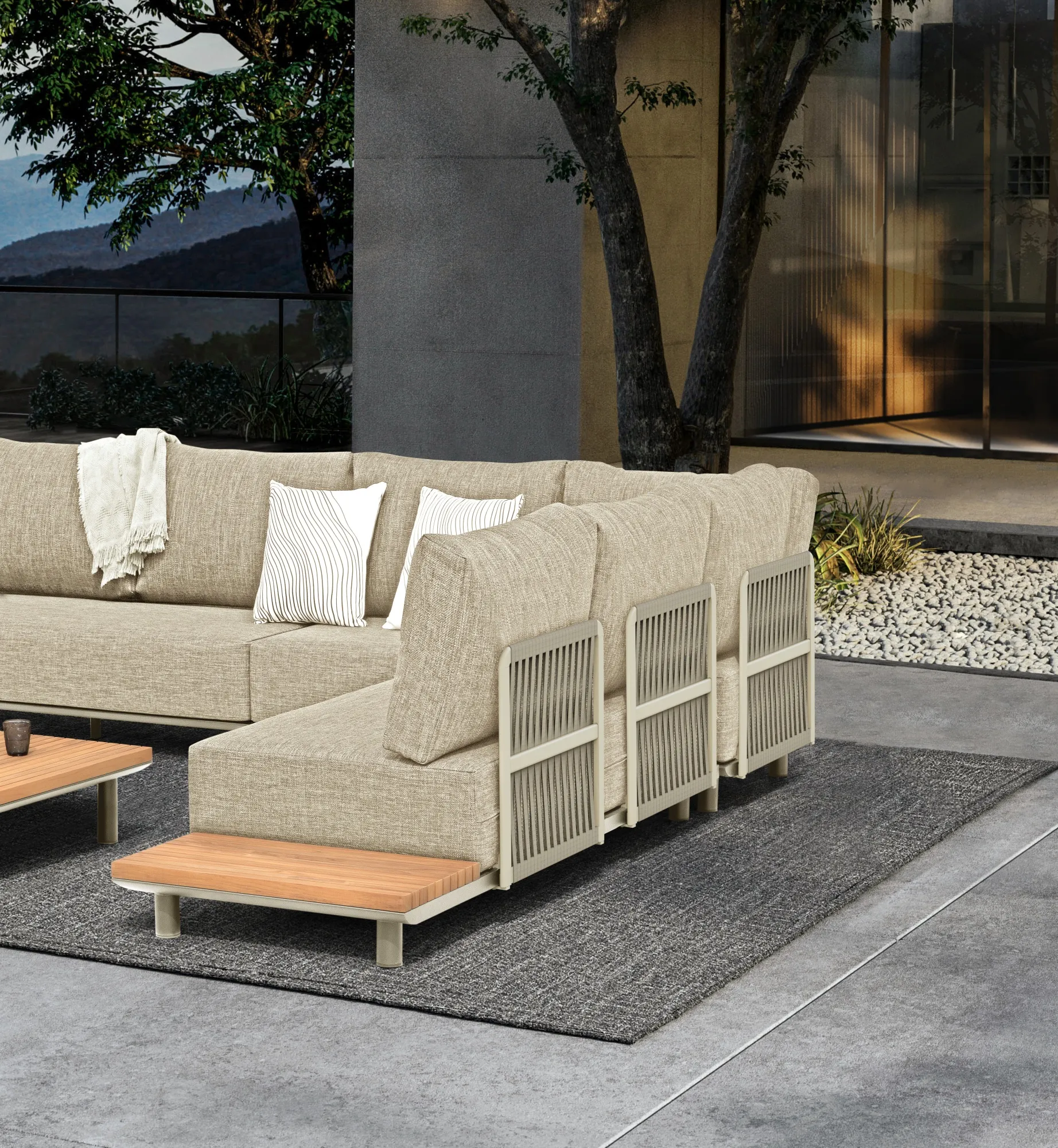 картинка Комплект лаунж мебели бежевый/натуральный, алюминий/тик Гётеборг