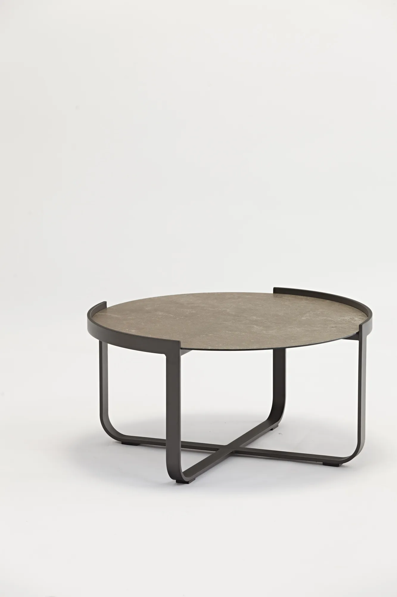 картинка Стол кофейный антрацит/коричневый, алюминий/закаленное стекло с керамической печатью Боден