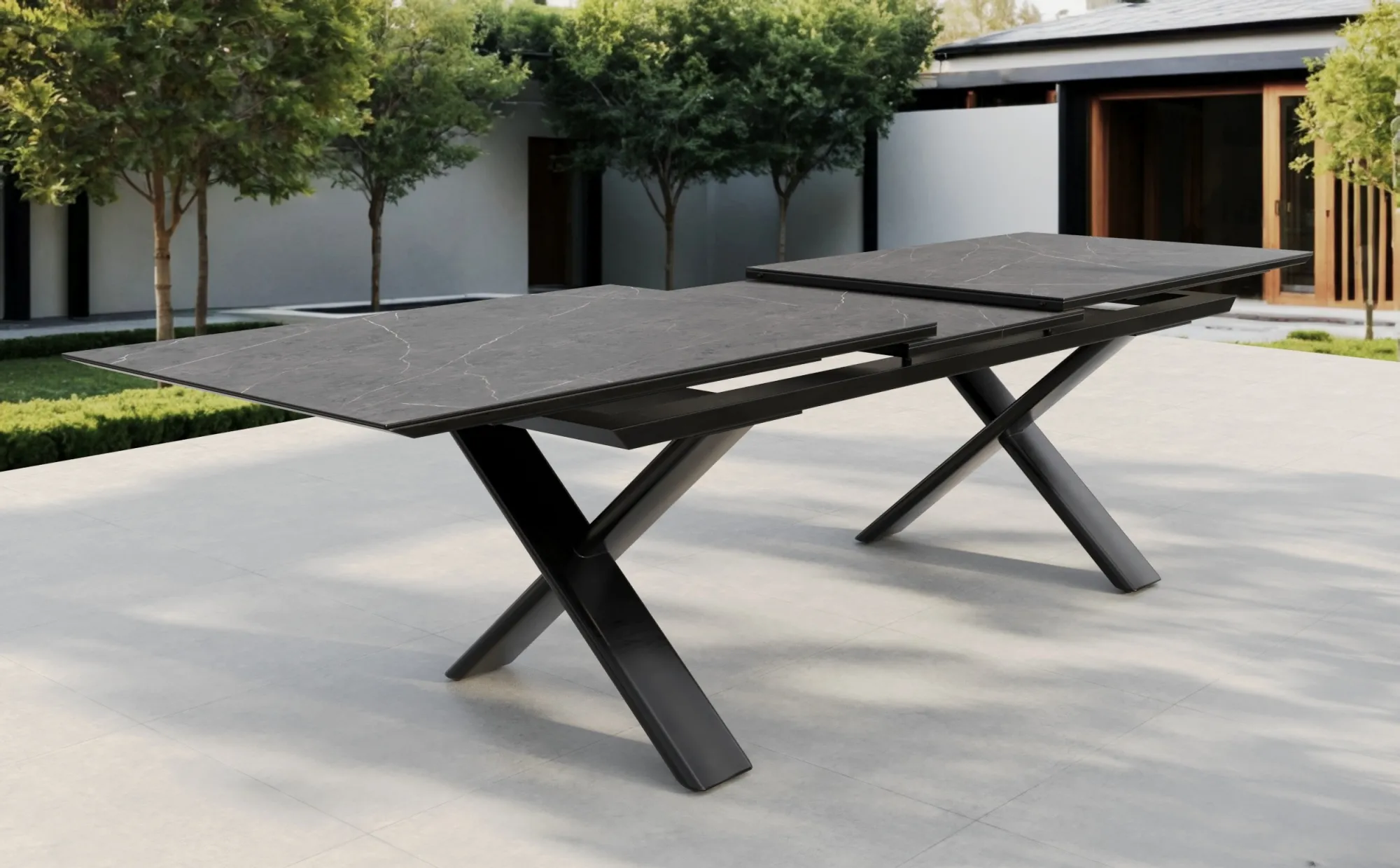 картинка Стол антрацит/серый, алюминий/спеченный камень Тимро №1