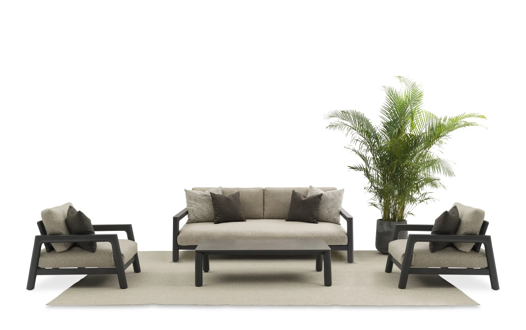 картинка Комплект лаунж мебели антрацит/серый, алюминий/стеклокерамика Коста №2