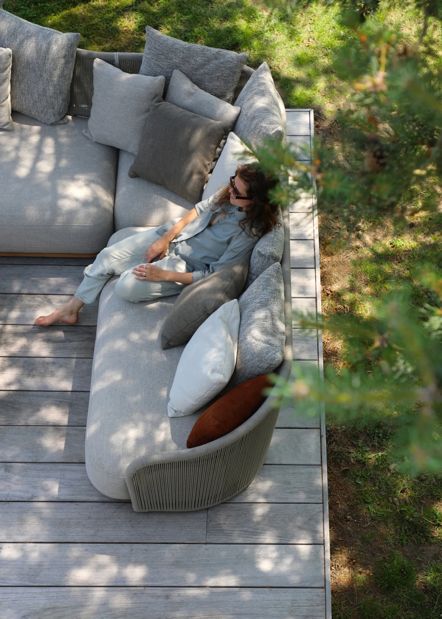 картинка Комплект лаунж мебели бежевый, тик/алюминий/веревка Мора