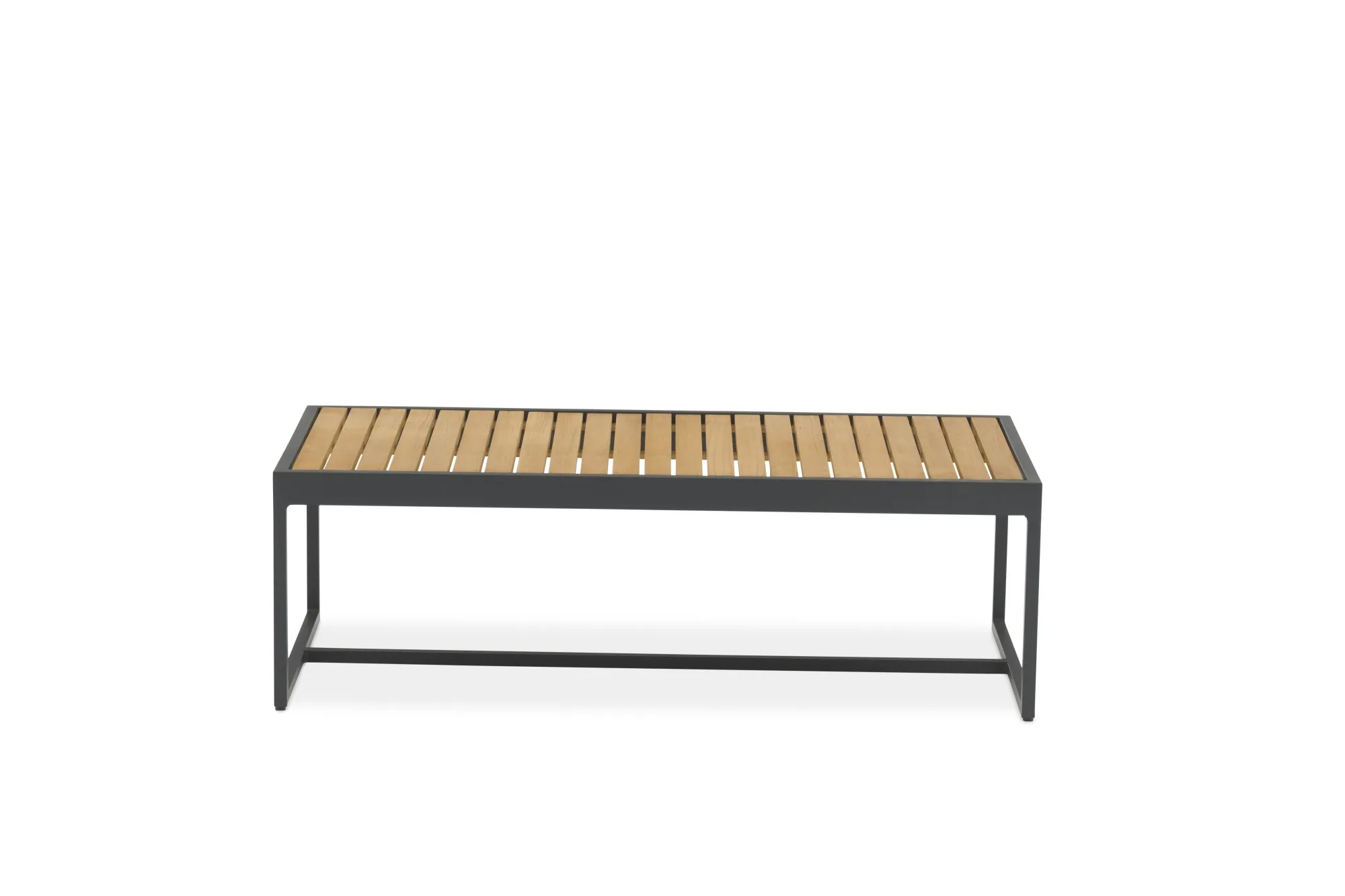 картинка Стол кофейный антрацит/натуральный, алюминий/тик Амаль