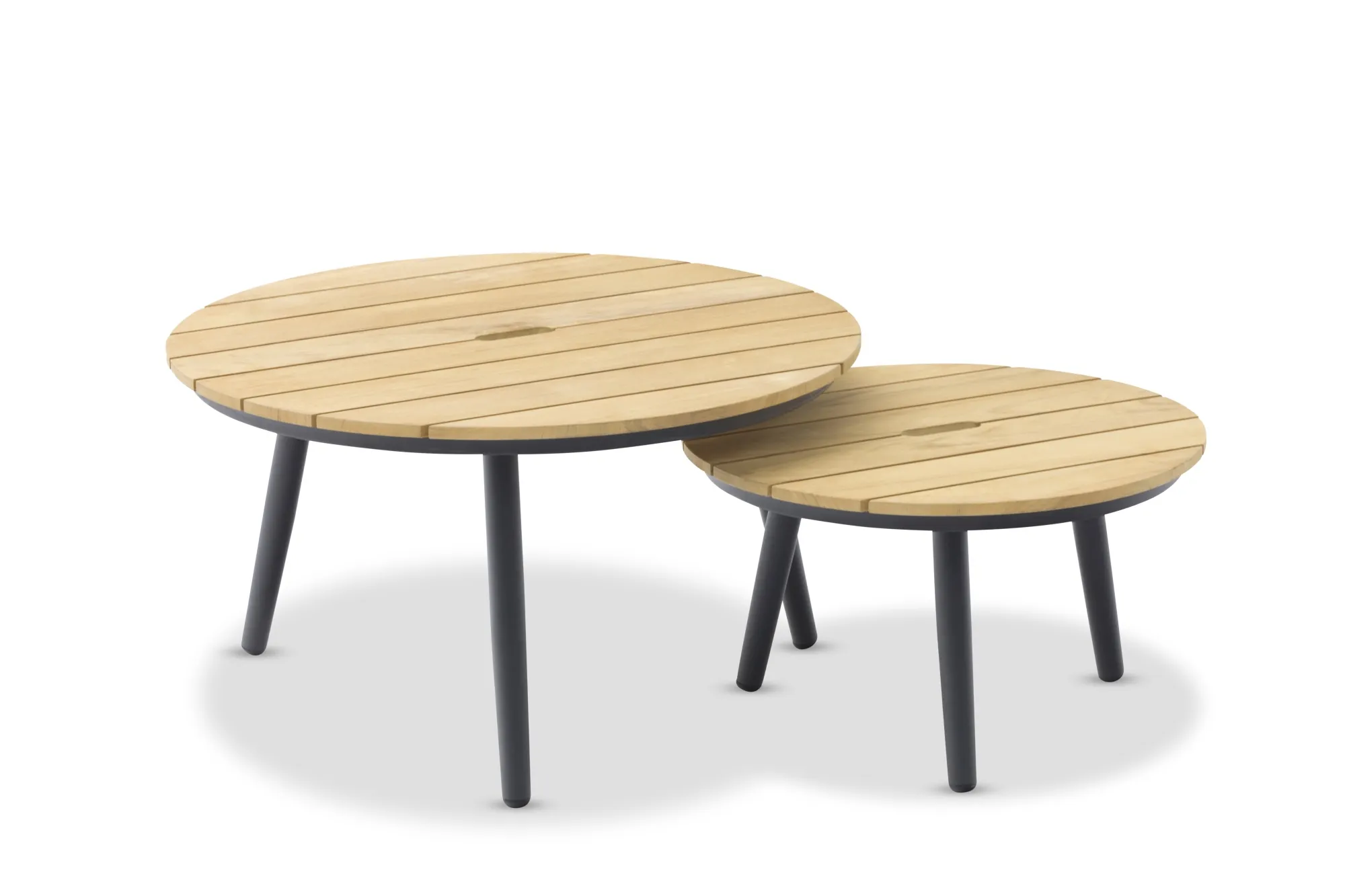 картинка Стол кофейный антрацит/натуральный, алюминий/тик Марин №2