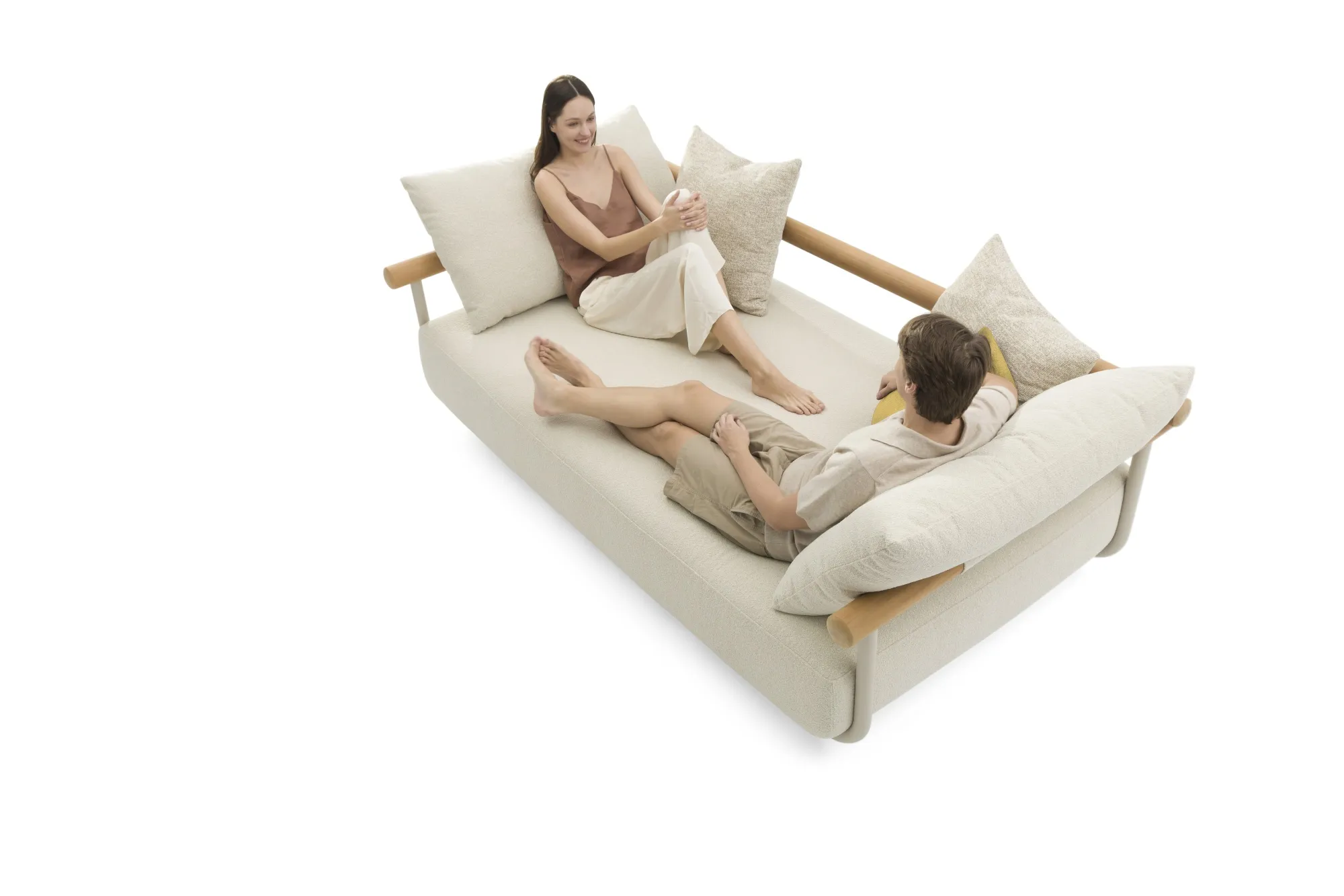 картинка Комплект лаунж мебели бежевый, алюминий/тик Абиску